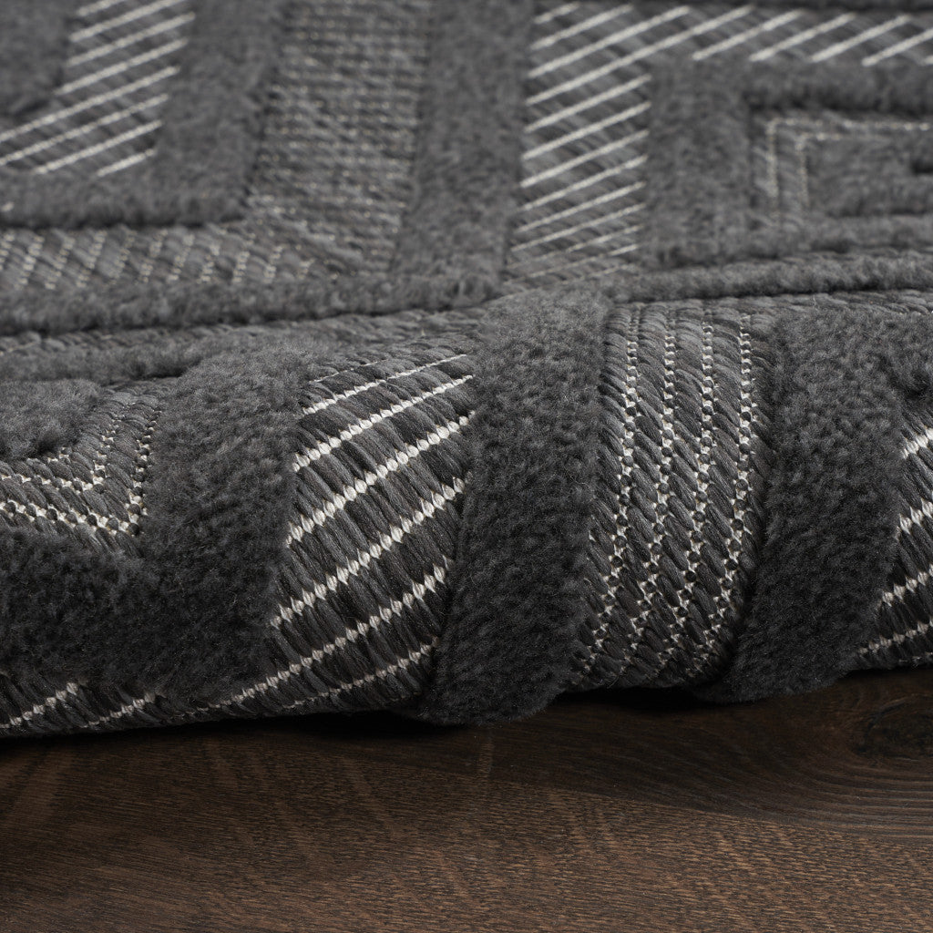 9' X 12' Black Geometric Flatweave Area Rug