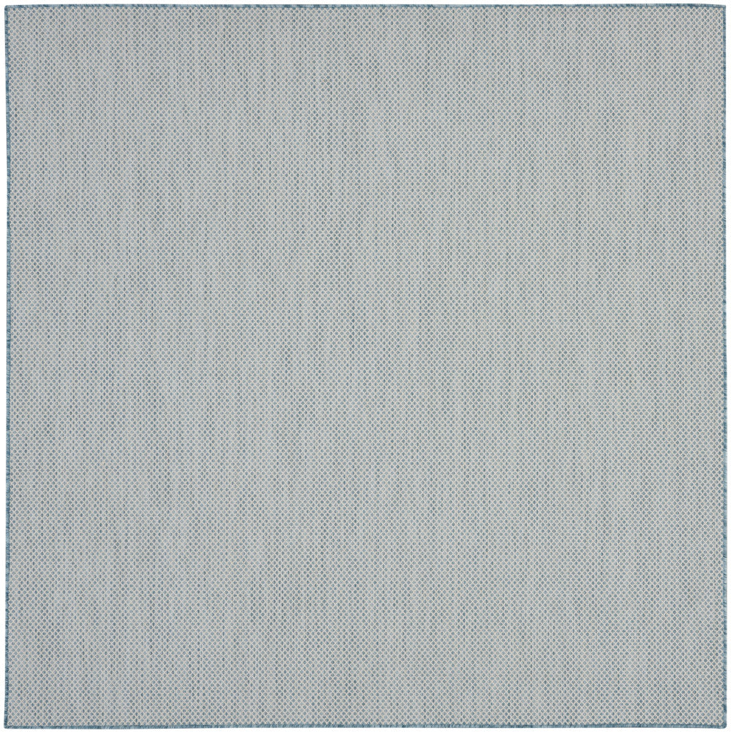 8' Blue Square Geometric Power Loom Area Rug
