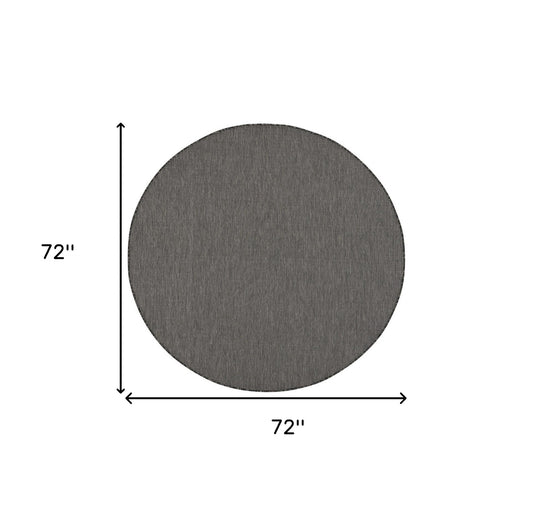 6' Charcoal Round Power Loom Area Rug