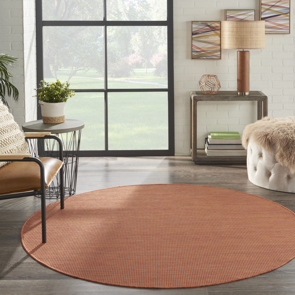 6' Rust Round Power Loom Area Rug