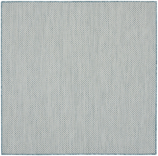 4' Blue Square Geometric Power Loom Area Rug