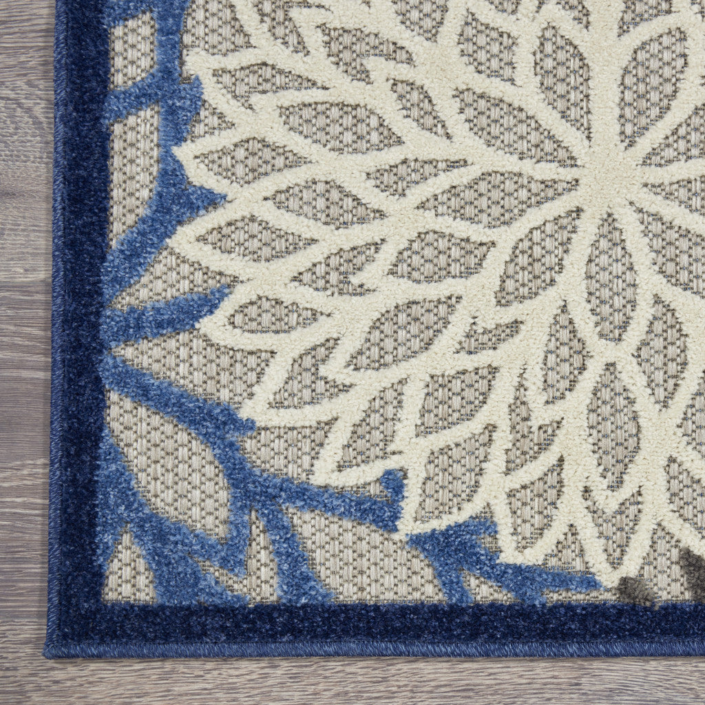 12' x 15' Blue Floral Power Loom Area Rug