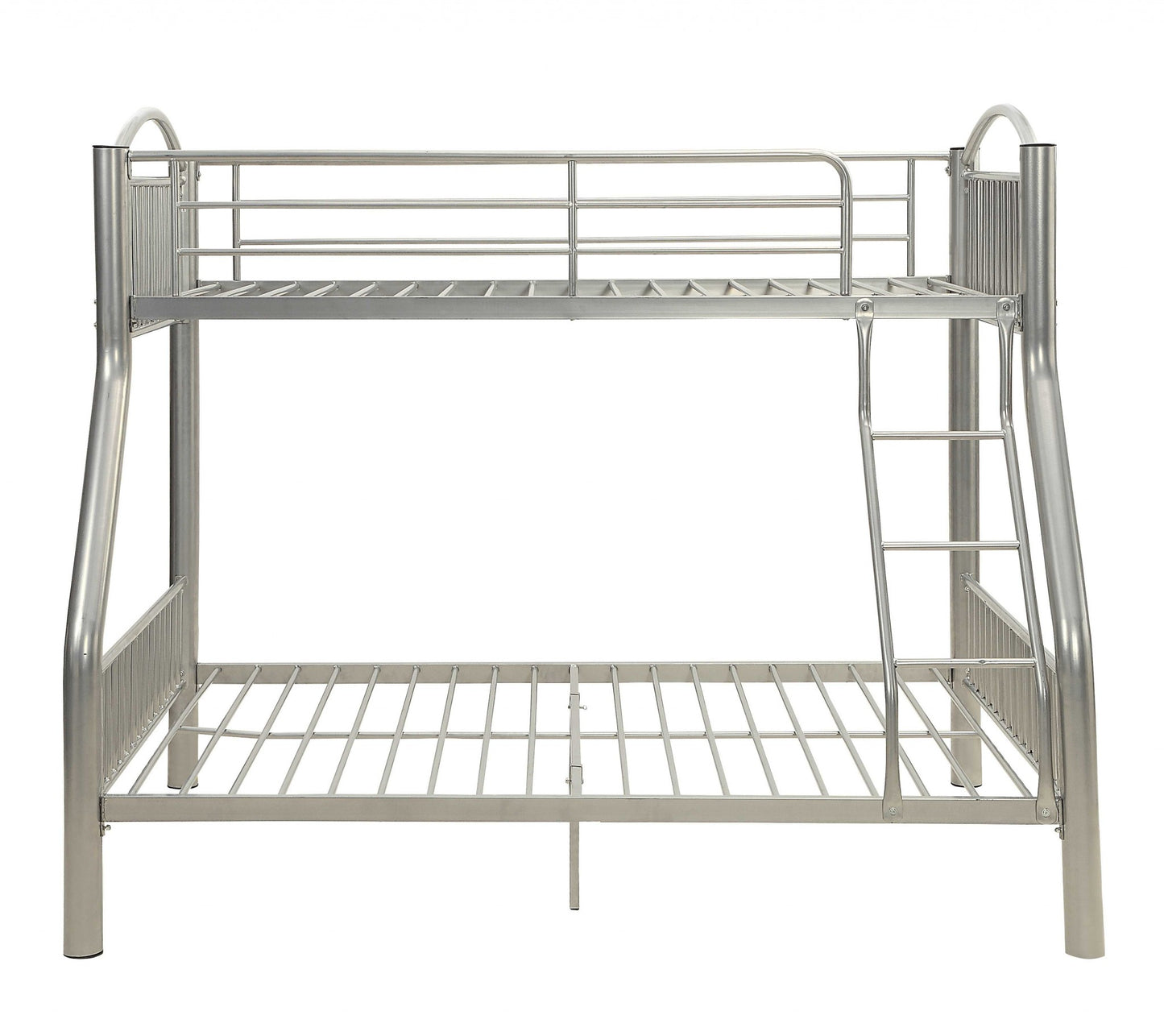 78" X 56" X 67" Silver Metal Twin Over Full Bunk Bed