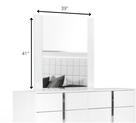 41" White Mdf Glass And Veneer Mirror