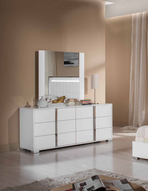 41" White Mdf Glass And Veneer Mirror