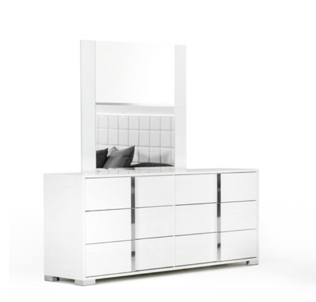 41" White Mdf Glass And Veneer Mirror