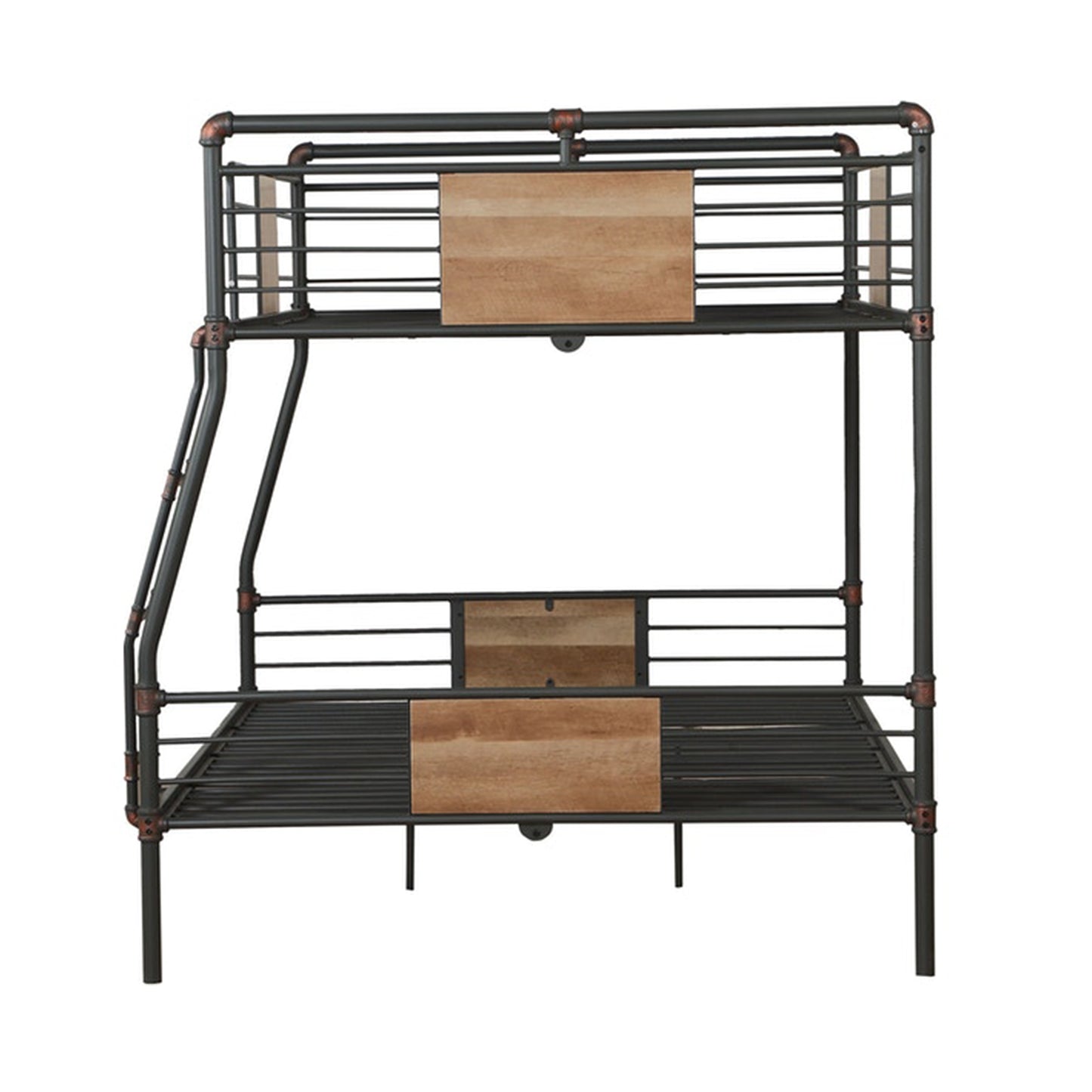 83" X 65" X 68" Sandy Black Dark Bronze Handbrushed Full Xl Over Queen Bunk Bed