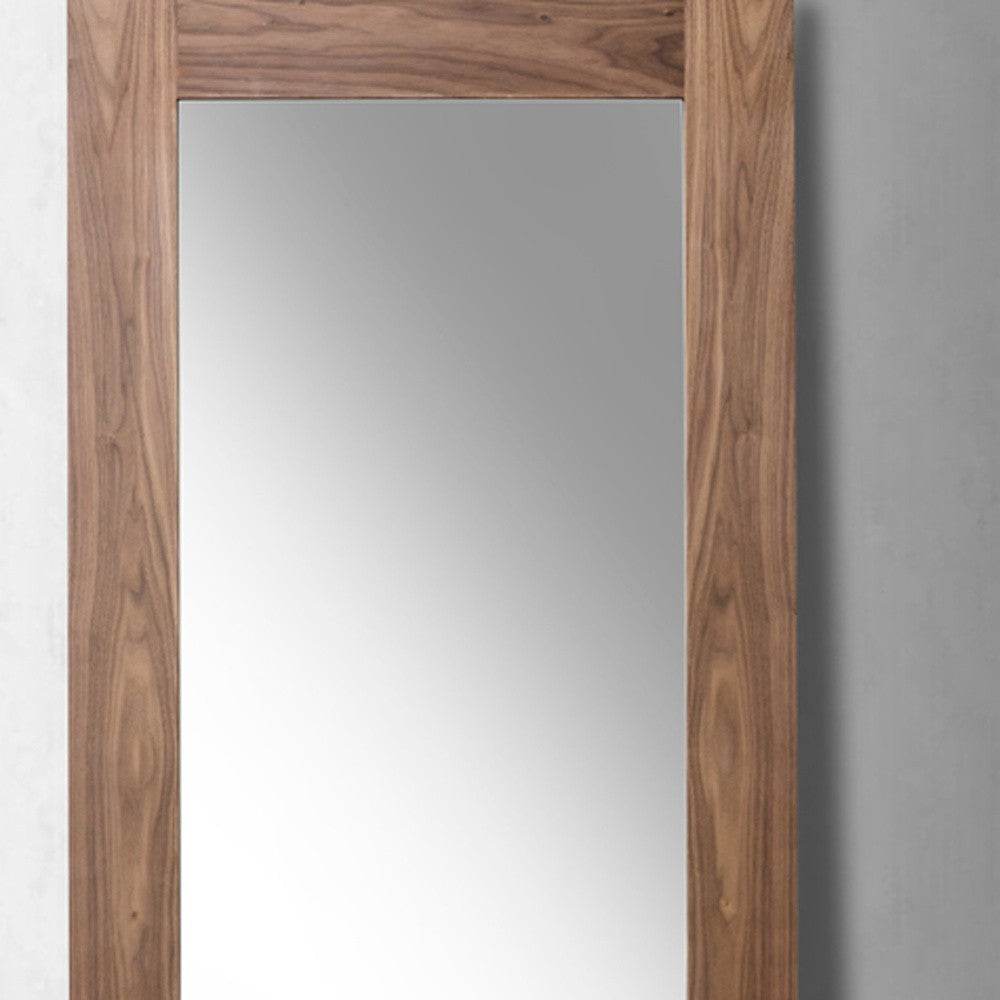 79" Walnut Mdf Veneer And Glass Mirror