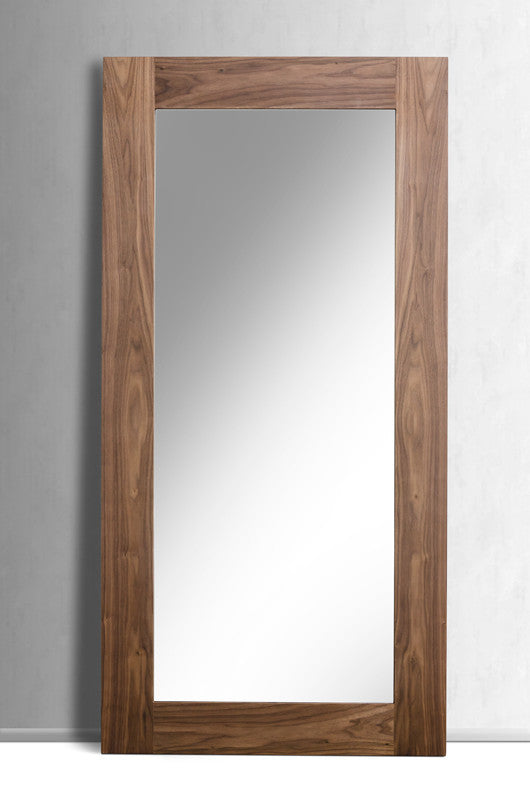 79" Walnut Mdf Veneer And Glass Mirror