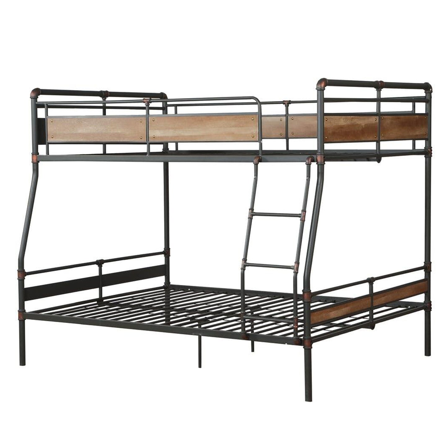 83" X 65" X 68" Sandy Black Dark Bronze Handbrushed Full Xl Over Queen Bunk Bed