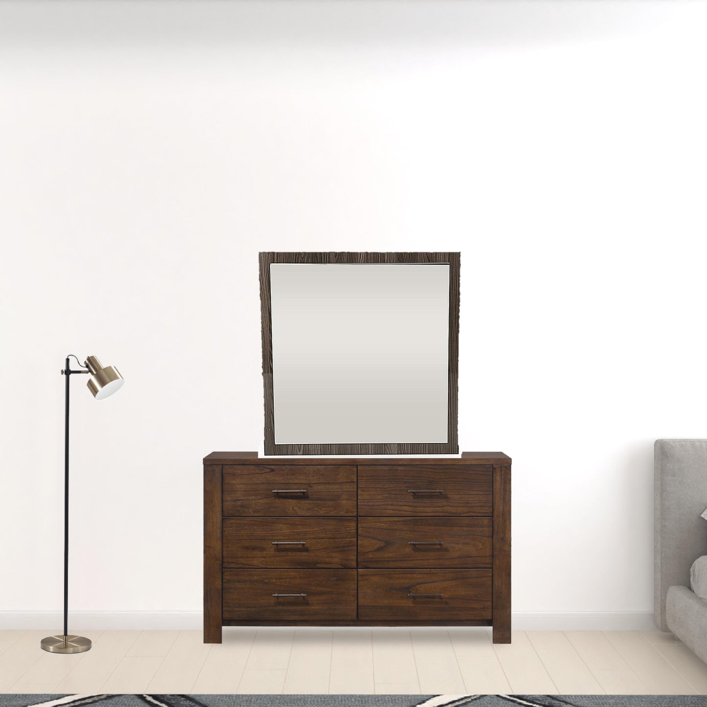 41" Grey Mdf Veneer And Glass Mirror