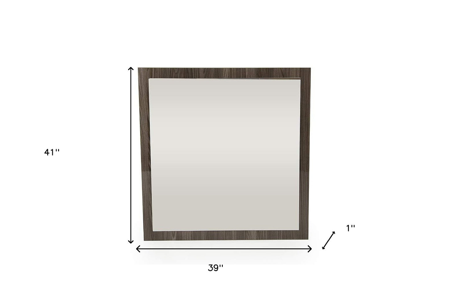 41" Grey Mdf Veneer And Glass Mirror