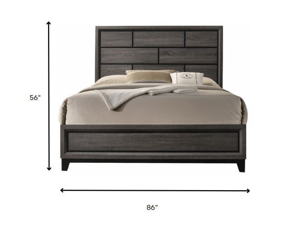 86" X 79" X 56" Weathered Gray Eastern King Bed
