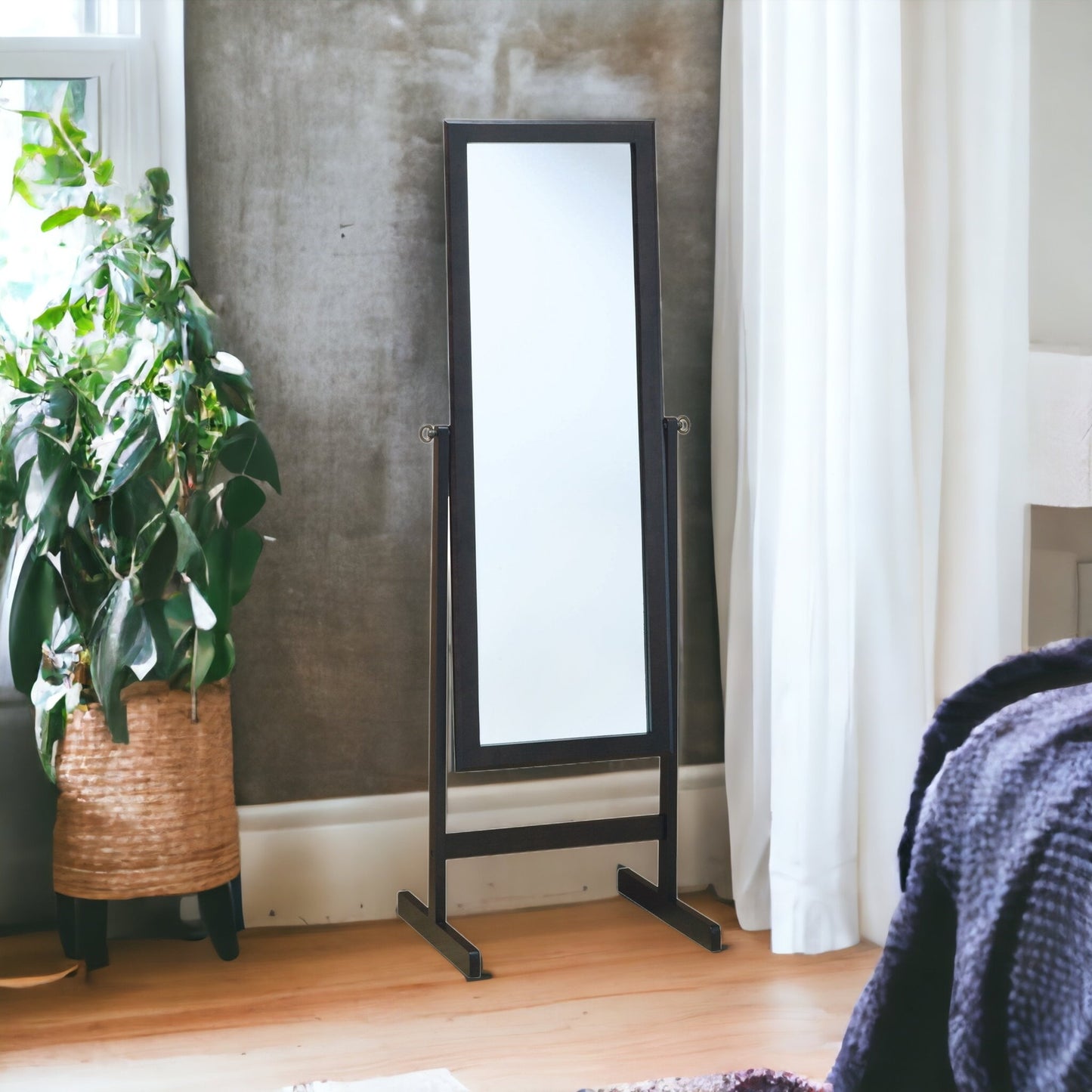 60" Brown Framed Cheval Standing Mirror