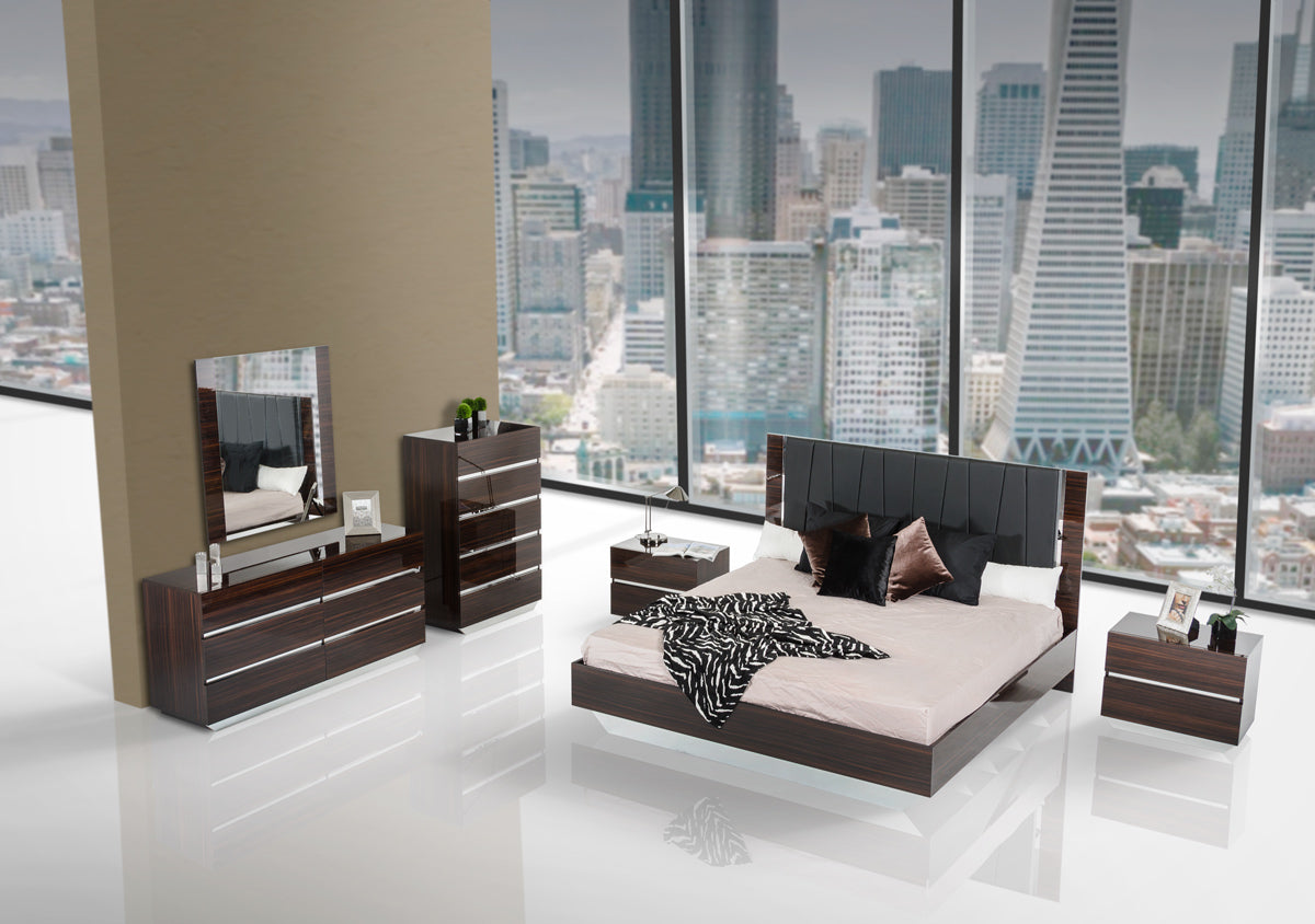 45" Ebony Mdf Glass And Veneer Mirror