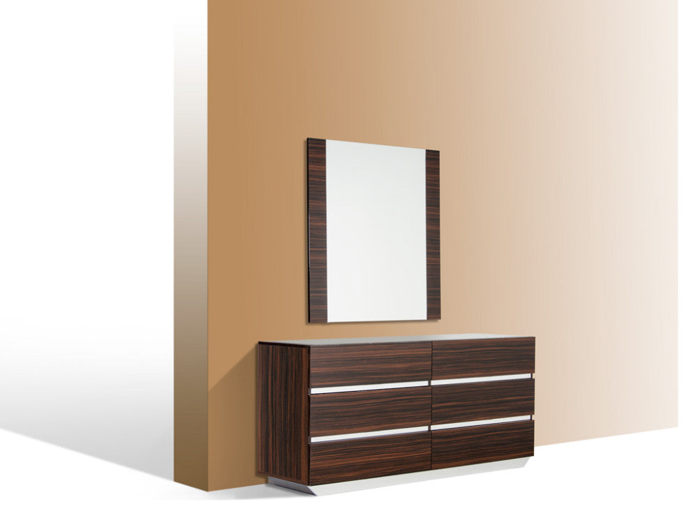 45" Ebony Mdf Glass And Veneer Mirror