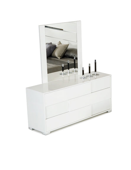 39" White Mdf Steel And Glass Mirror
