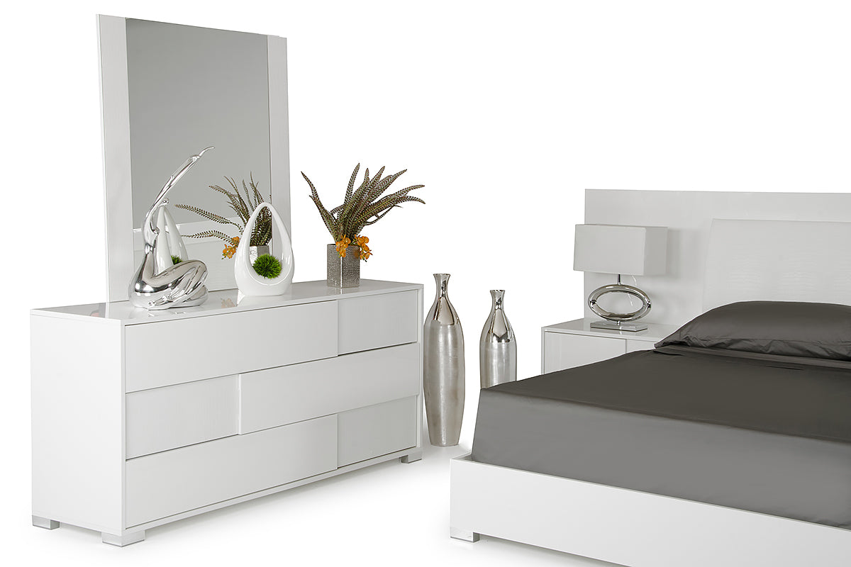 39" White Mdf Steel And Glass Mirror