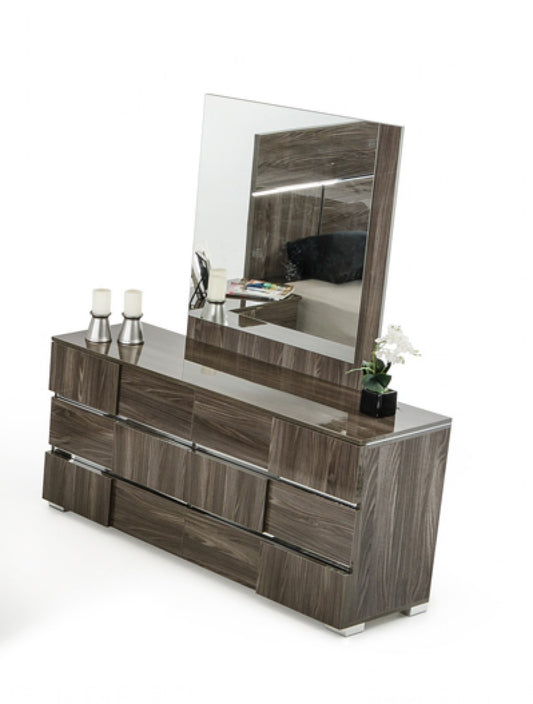 39" Grey Mdf Veneer And Glass Mirror