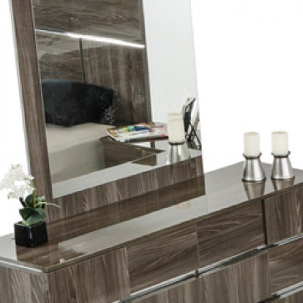 39" Ebony Mdf Veneer And Glass Mirror