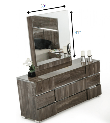 39" Ebony Mdf Veneer And Glass Mirror