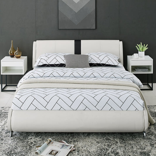 White Platform Queen Bed