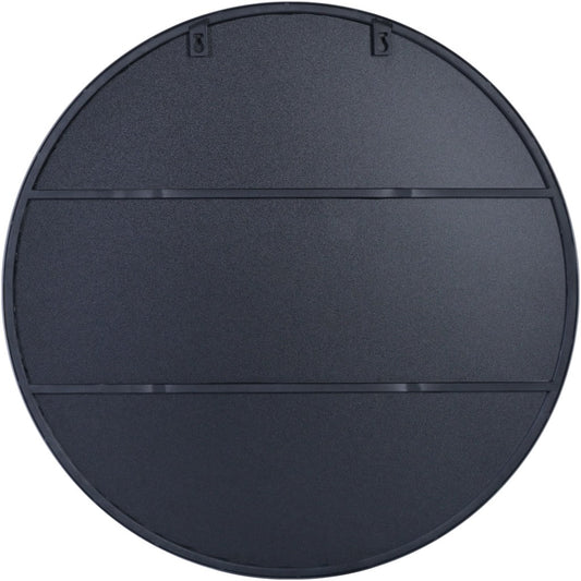 32" Black Round Metal Framed Accent Mirror