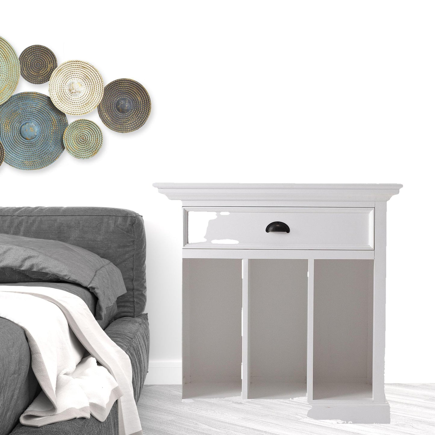 Classic White Large Nightstand With Dividers