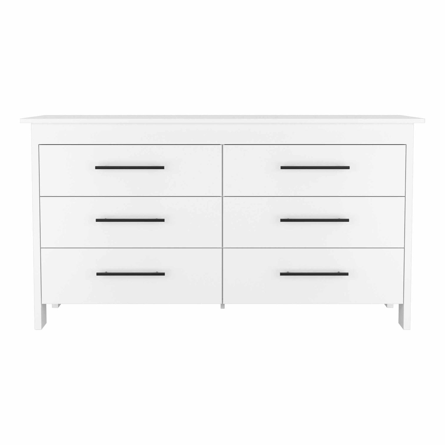 59" White Six Drawer Double Dresser