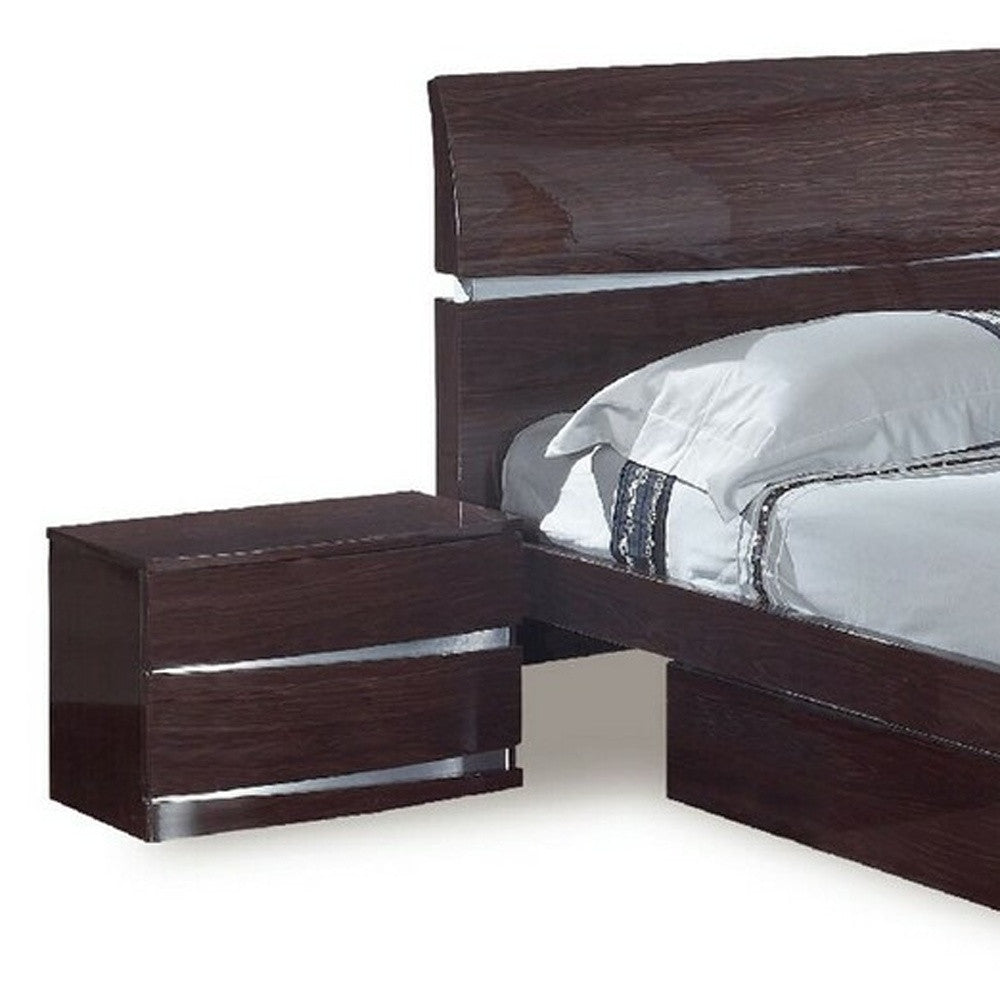 80" X 60" X 42.5" 4Pc Queen Modern Wenge High Gloss Bedroom Set