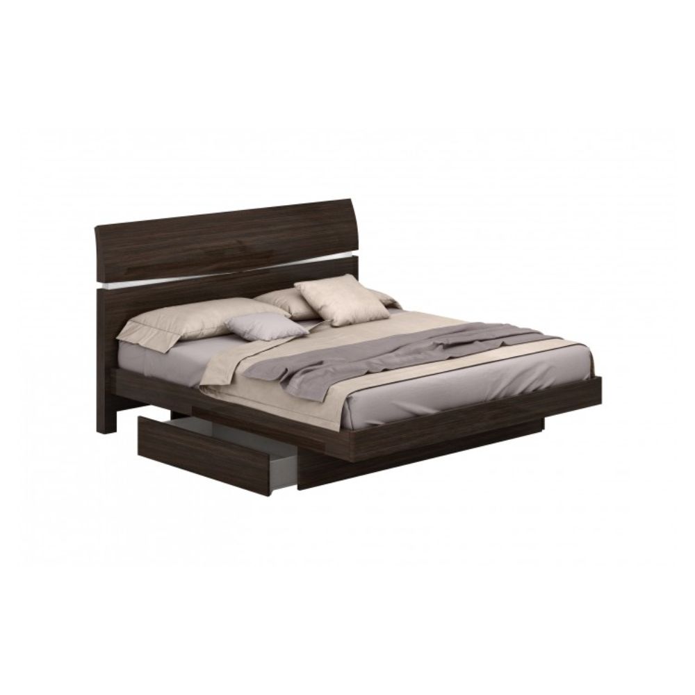 80" X 80" X 42.5" 4pc Eastern King Modern Wenge High Gloss Wenge Bedroom Set