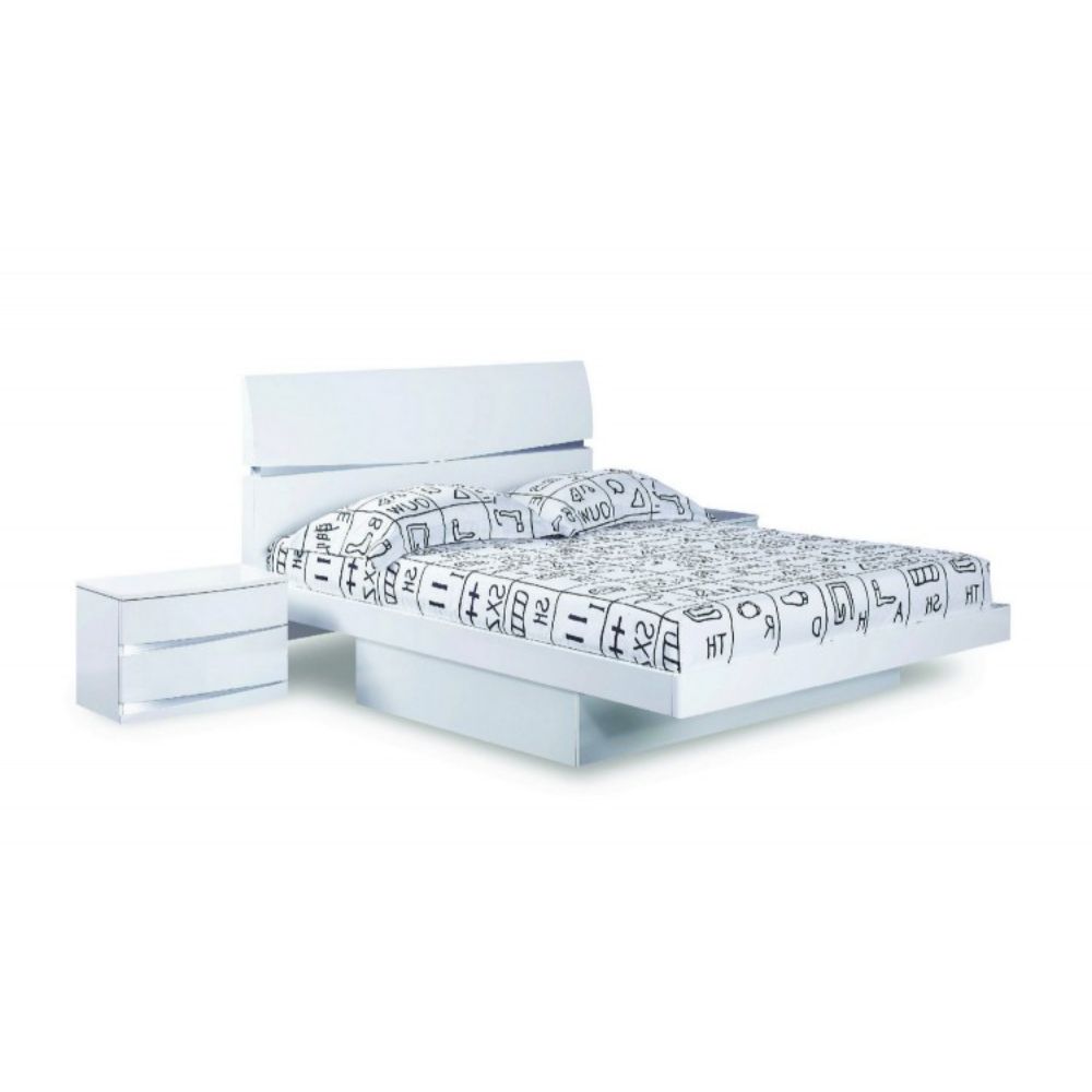 79" X 80" X 42.5" 4Pc Eastern King Modern White High Gloss Bedroom Set