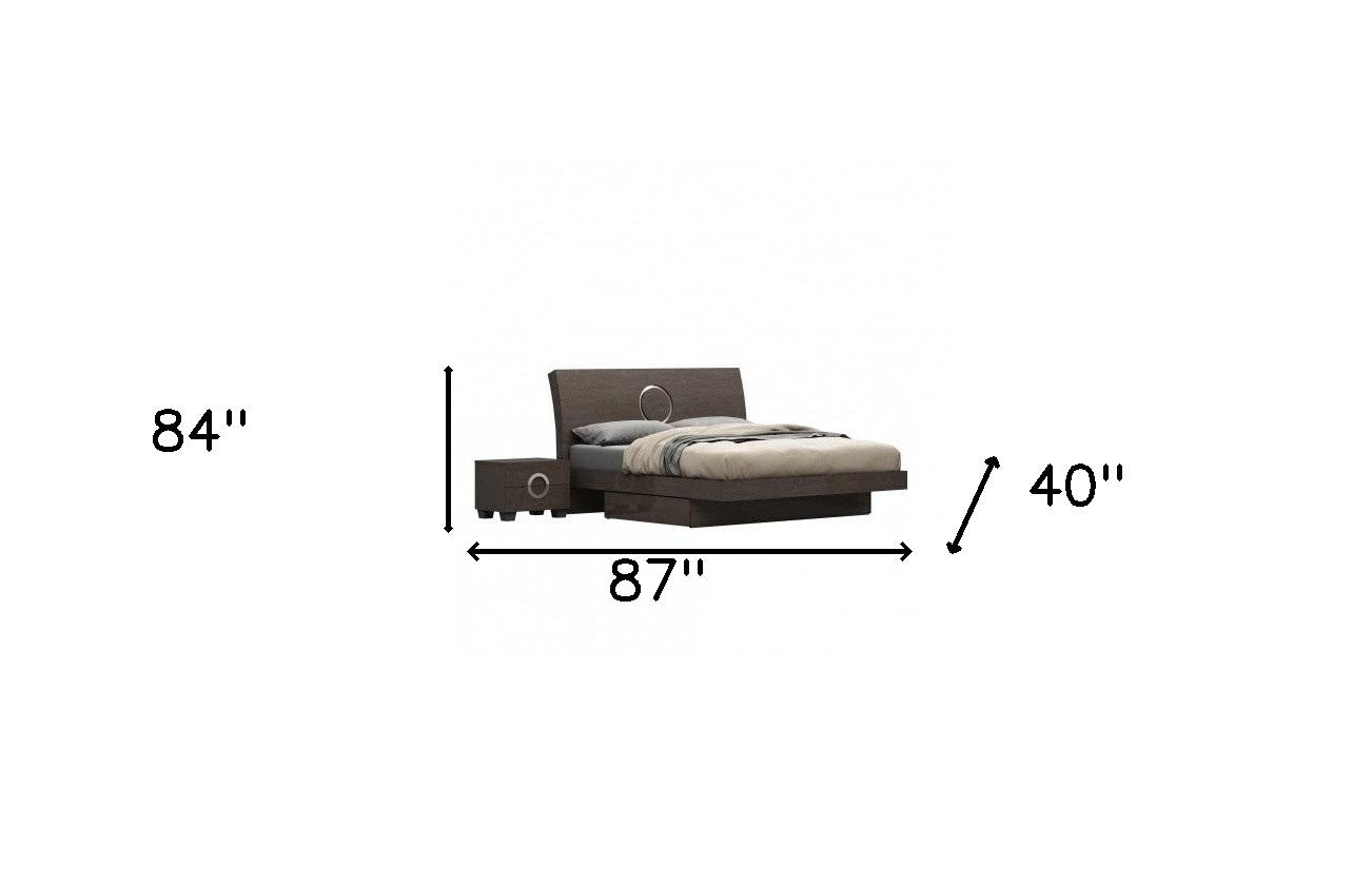 84" X 87" X 40" 4Pc California King Modern Gray High Gloss Bedroom Set