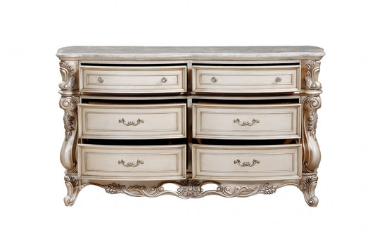 21" Beige Solid Wood Double Dresser