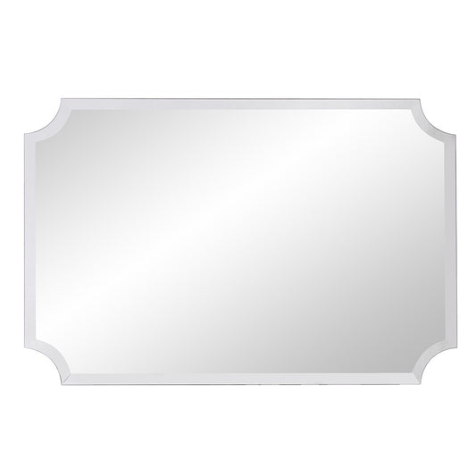 Minimalist Rectangle Mirror With Beveled Edge And Scalloped Corners