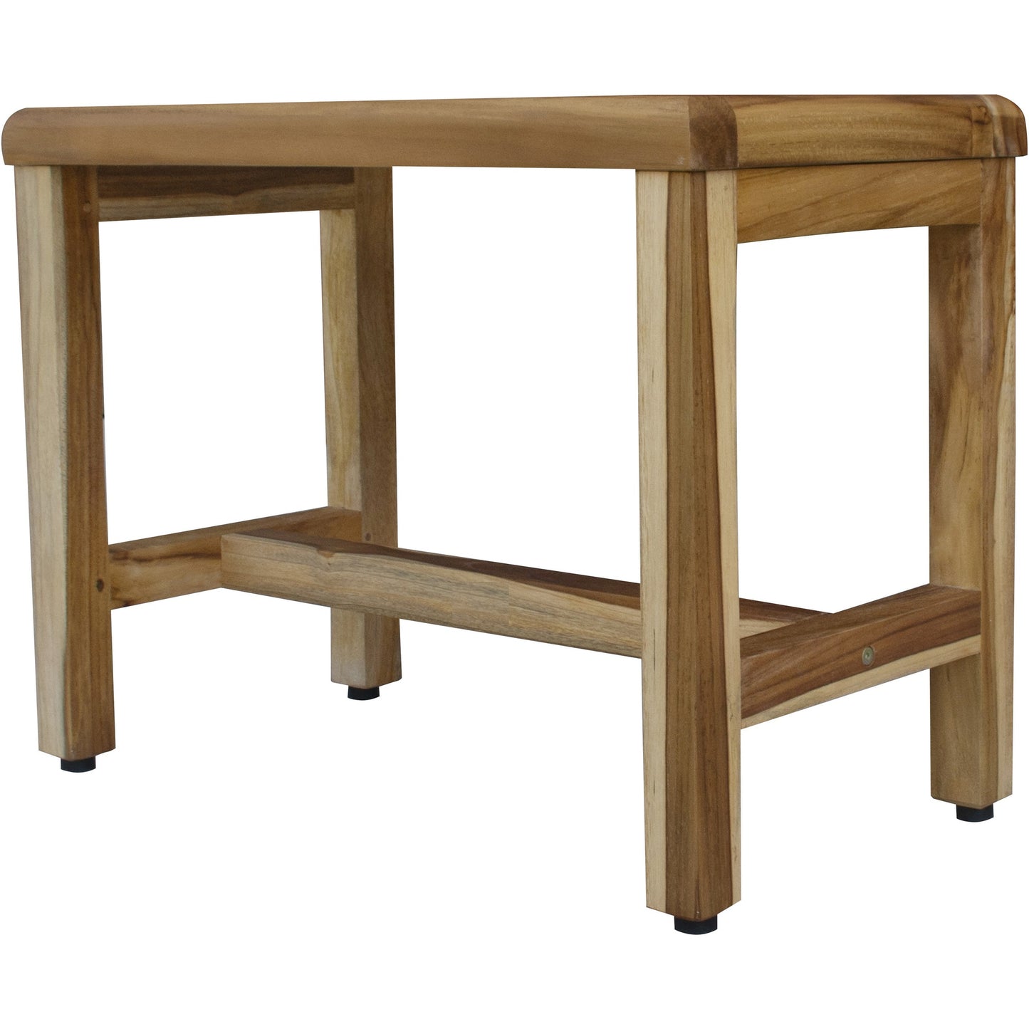 Compact Rectangular Teak Shower Outdoor Bench With Shelf In Natural Finish