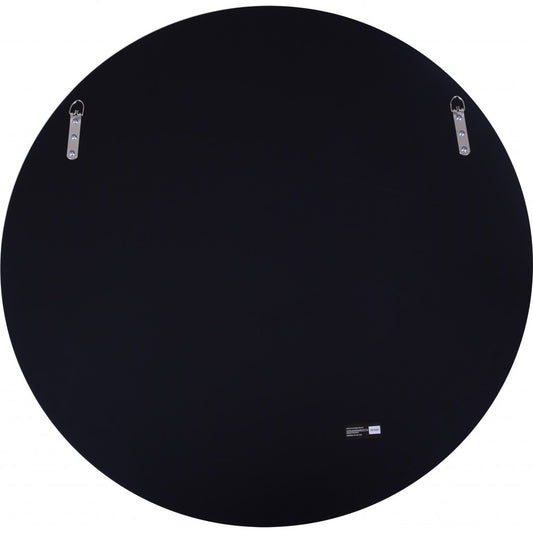 30" Gray Round Glass Framed Accent Mirror