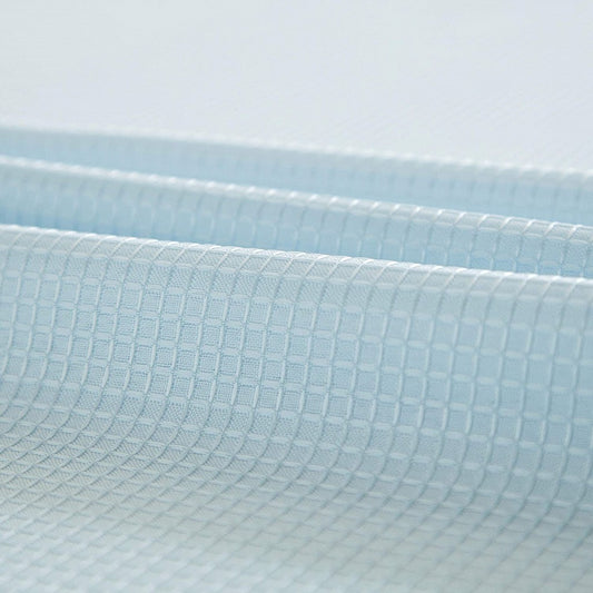 Light Blue Sheer and Grid Shower Curtain and Liner Set