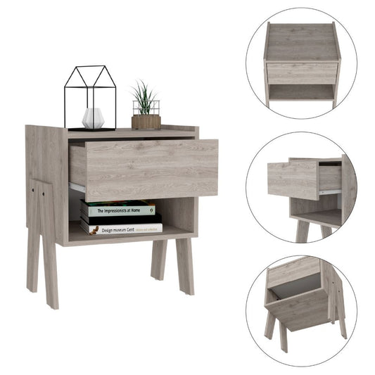 Sleek and Trendy Light Grey Bedroom Nightstand