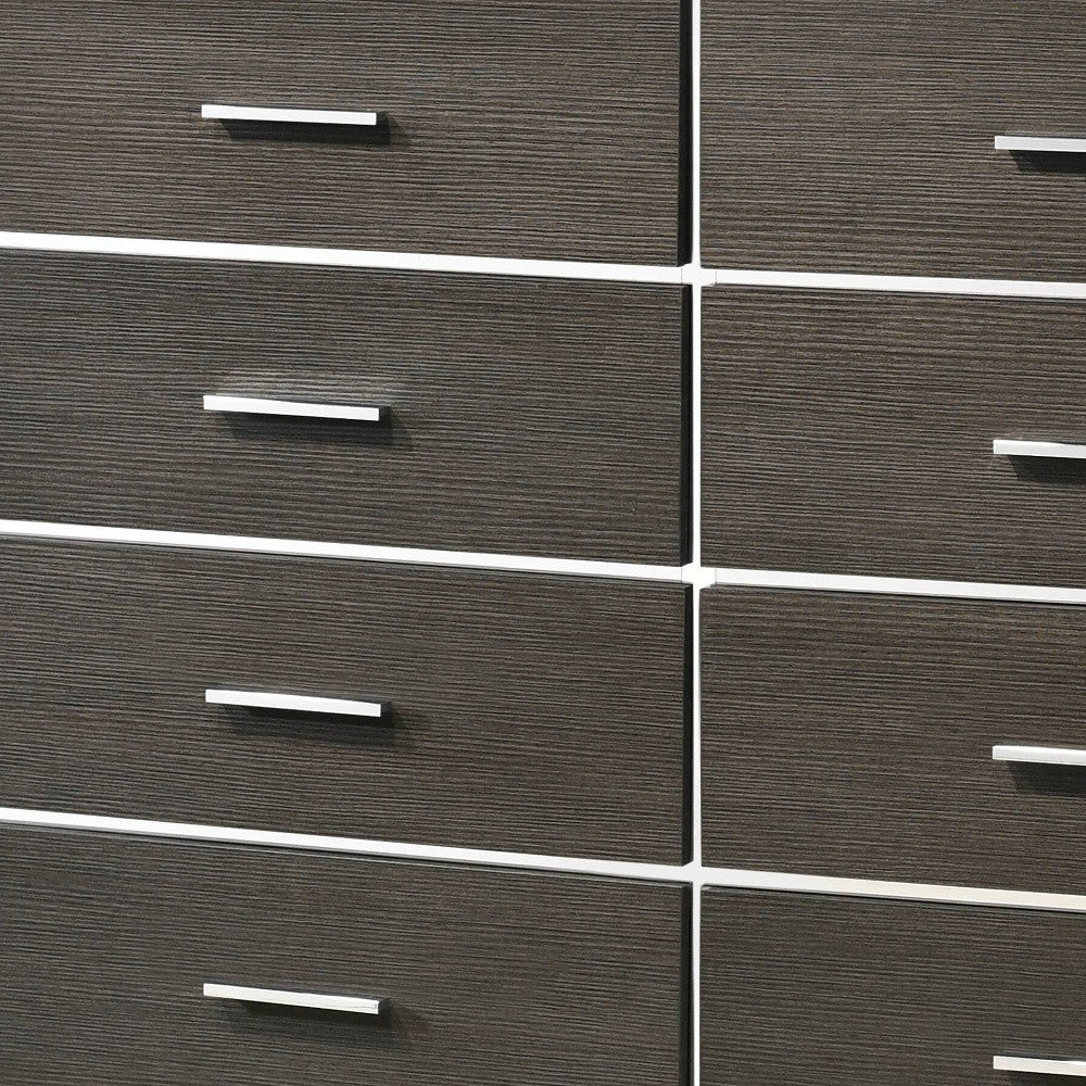 57" Gray Solid and Manufactured Wood Eight Drawer Double Dresser