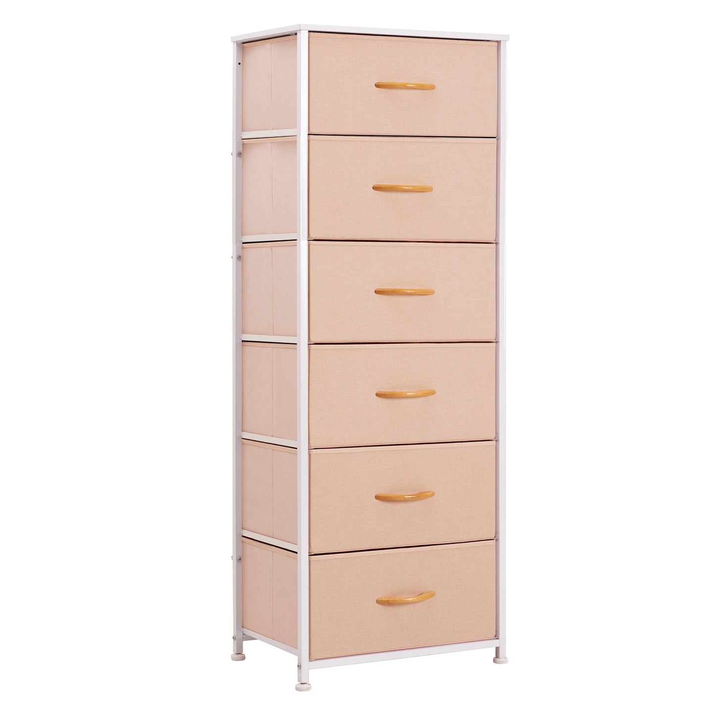 18" Pink and White Steel and Fabric Six Drawer Chest