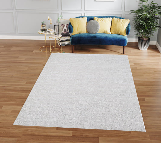 10' White Abstract Washable Non Skid Area Rug