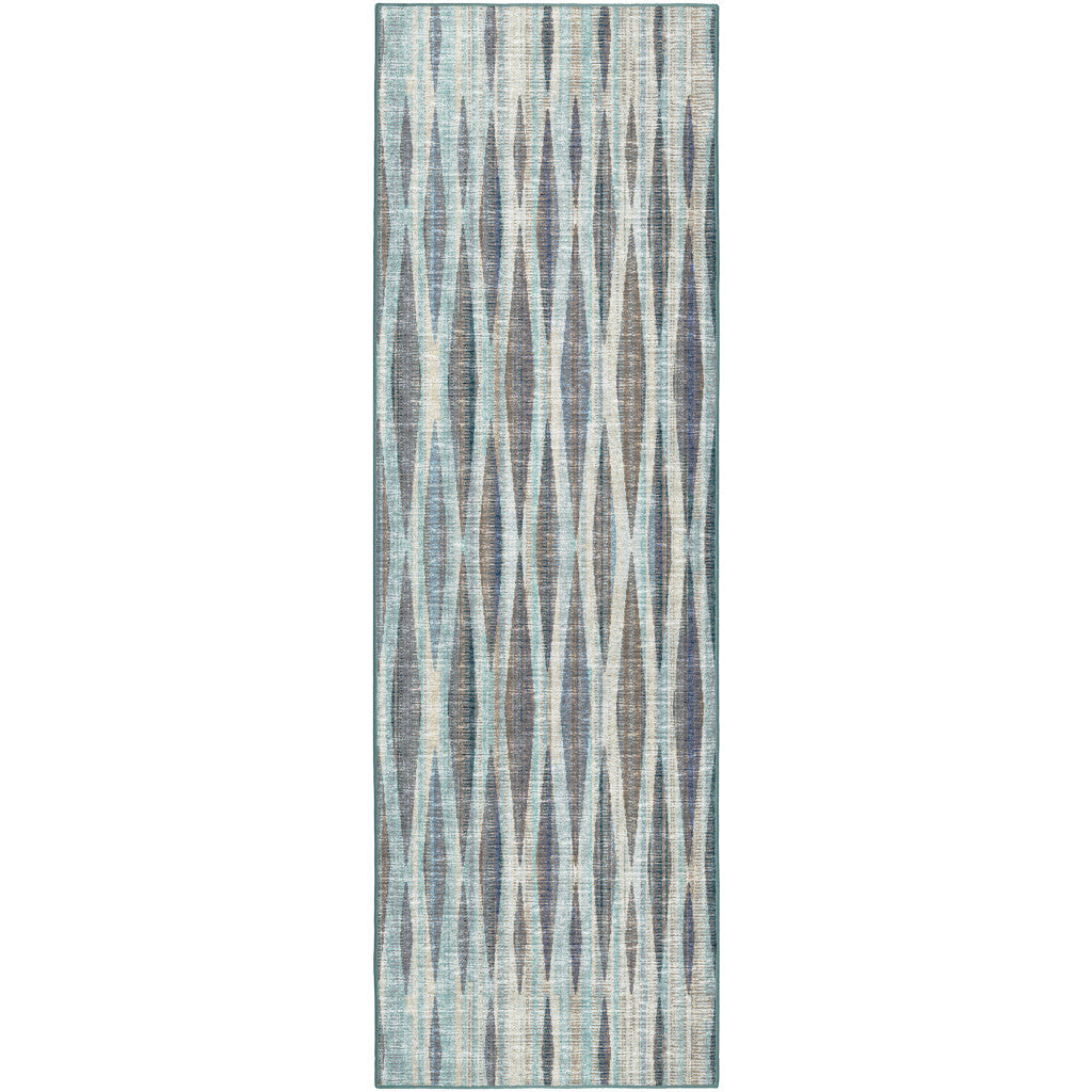 12' Blue and Ivory Ombre Hand Tufted Runner Rug