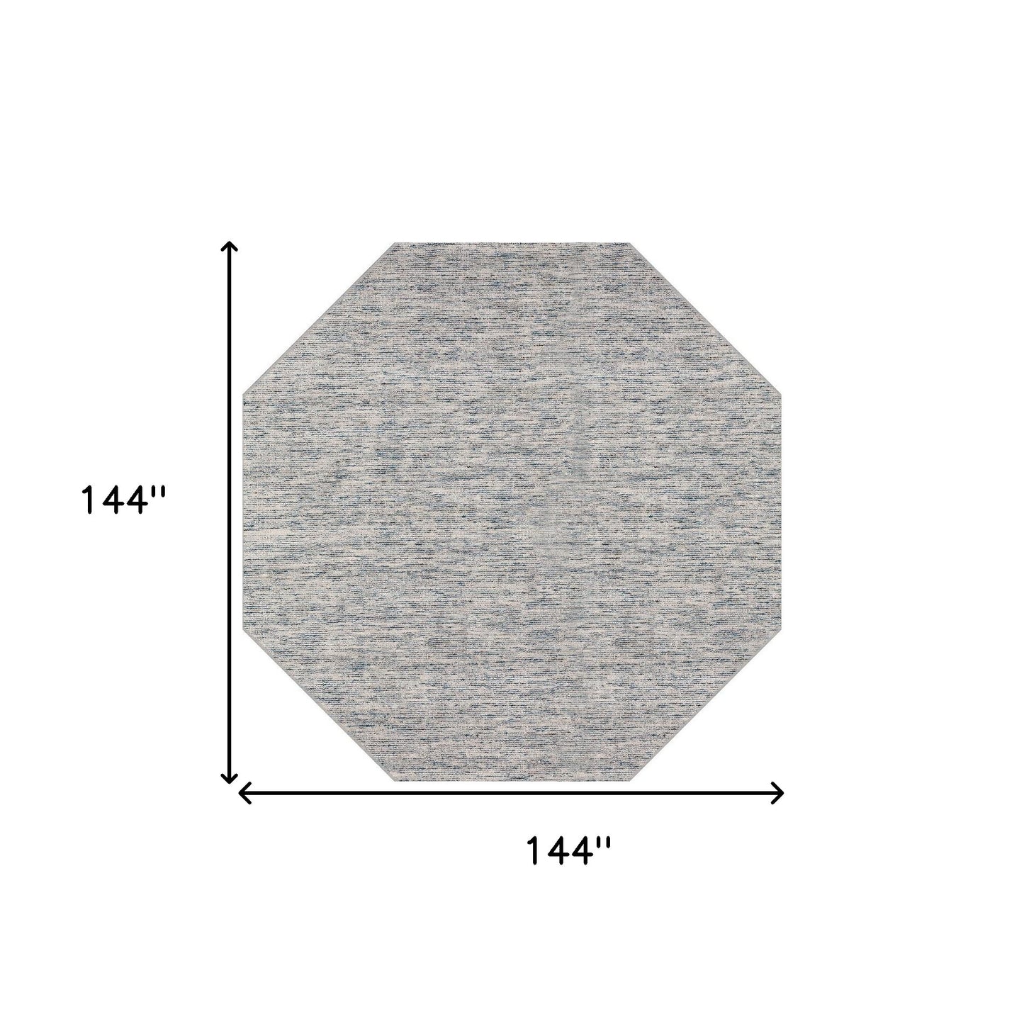 12' Octagon Blue and Ivory Octagon Wool Hand Loomed Area Rug