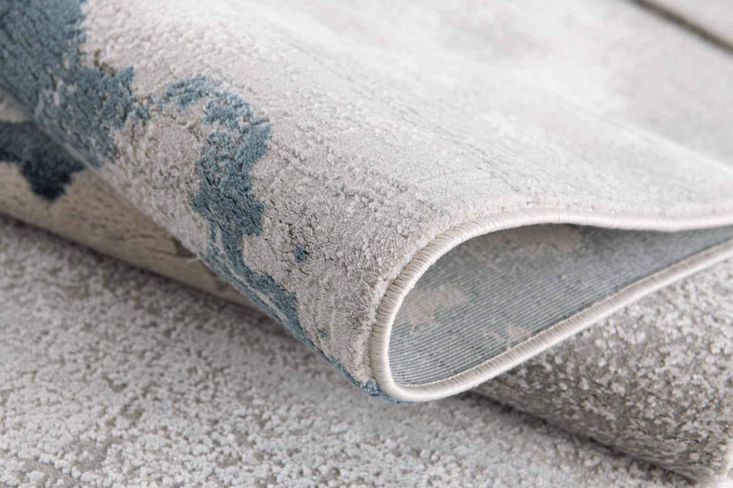 8' Blue and Gray Abstract Washable Non Skid Area Rug