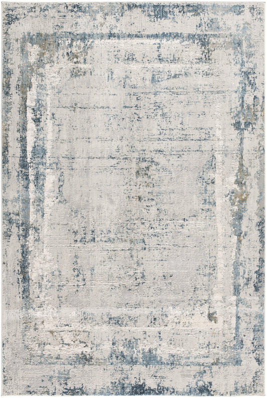 20' Blue and Gray Abstract Washable Non Skid Area Rug