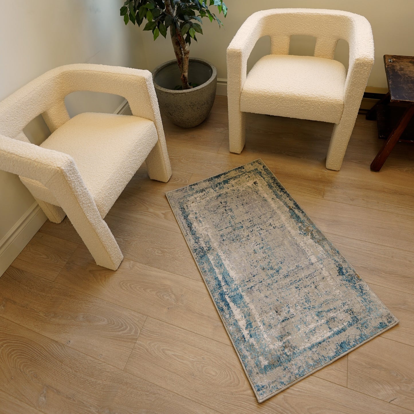 20' Blue and Gray Abstract Washable Non Skid Area Rug