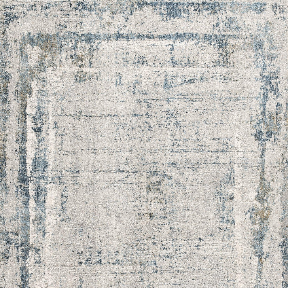 20' Blue and Gray Abstract Washable Non Skid Area Rug