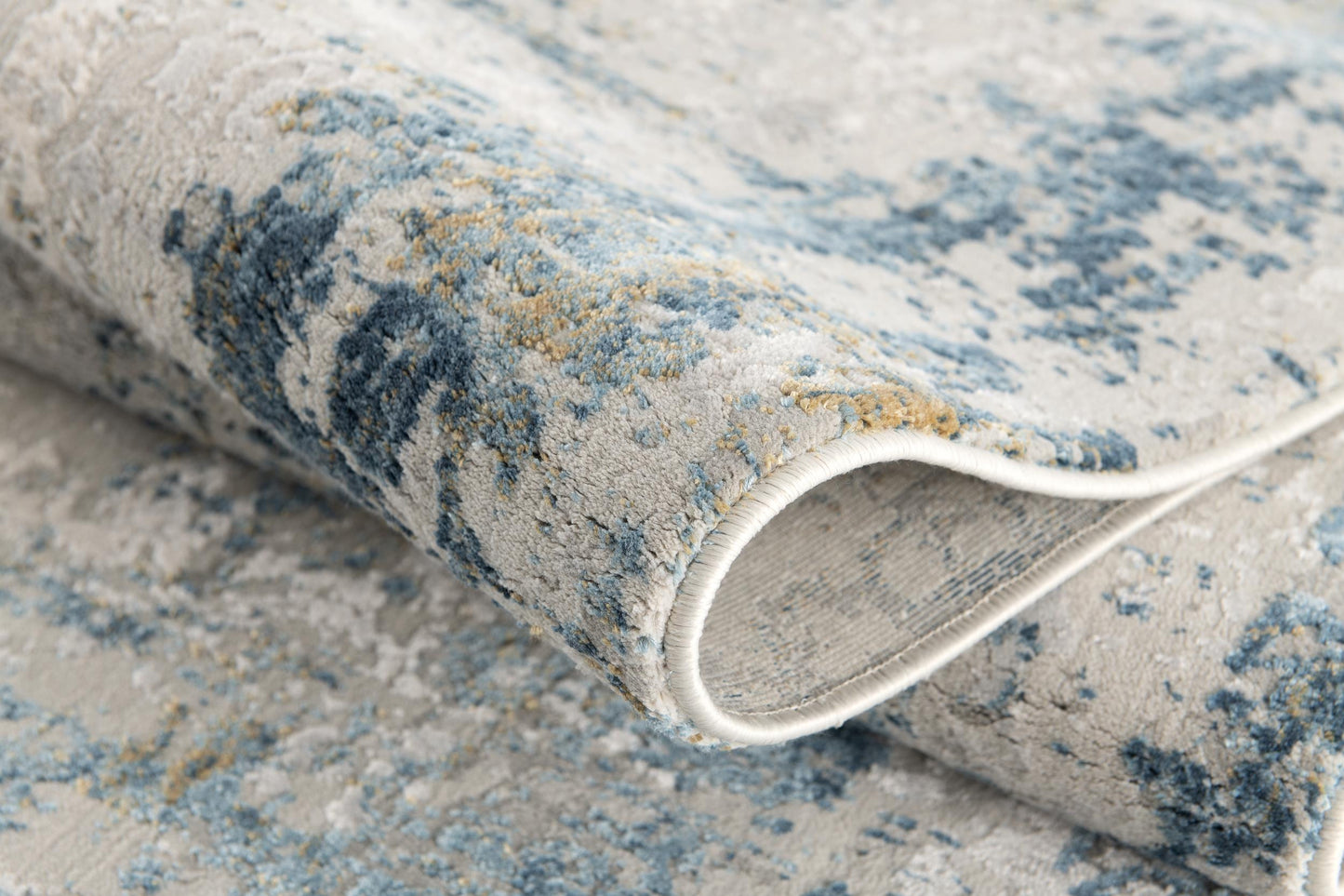 20' Blue and Gray Abstract Washable Non Skid Area Rug