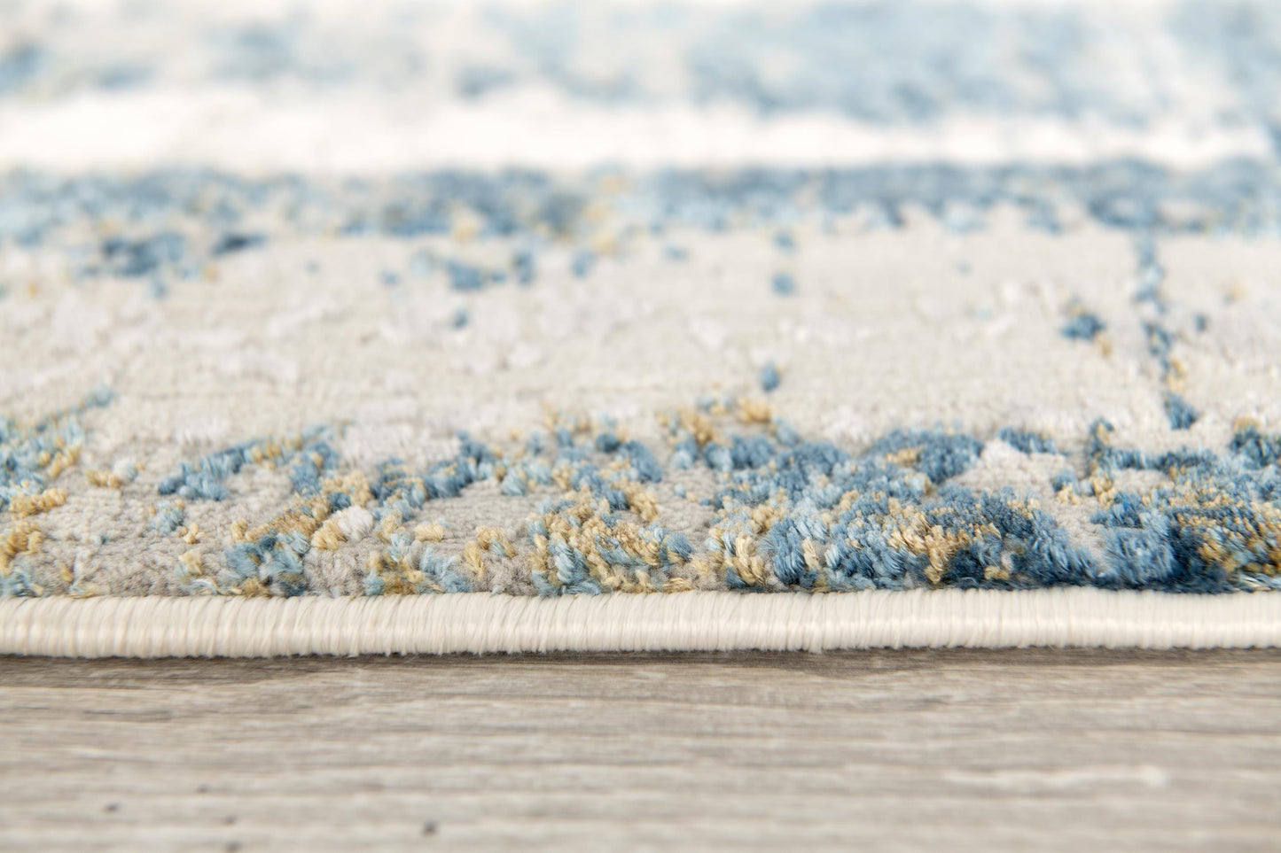 20' Blue and Gray Abstract Washable Non Skid Area Rug